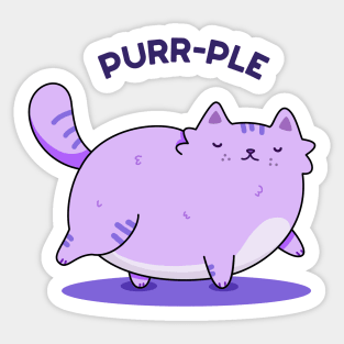 Purrrple Cute Chubby Purple Kitty Cat Pun Sticker